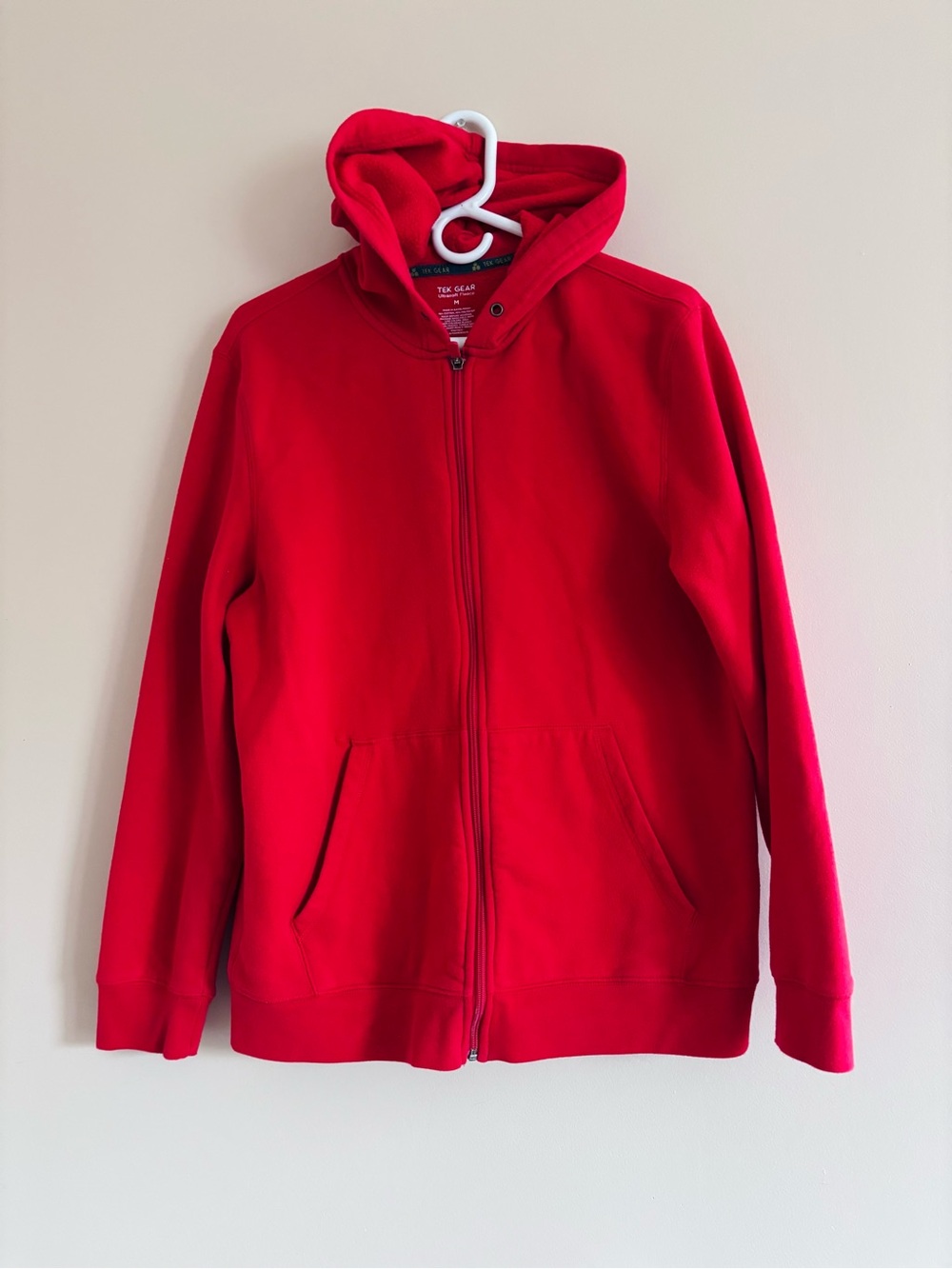 tek gear Red Hooded Full-Zip Fleece Jacket